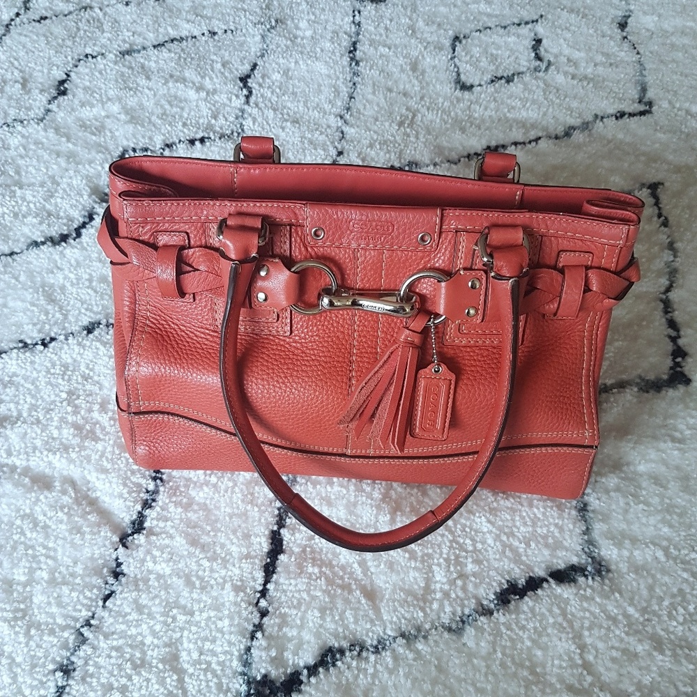 Coach Magenta Pebble Leather Tote